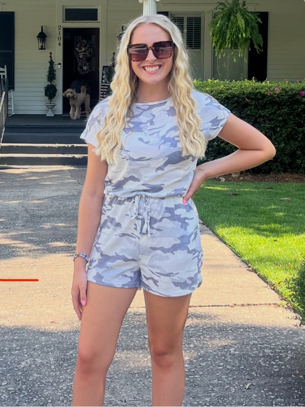 Gray & White Camo Romper